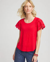 Linen Embroidered Lace Tee