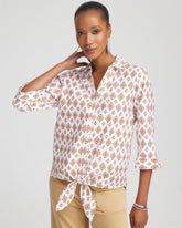 No Iron™ Tie-Front Geo-Print Shirt
