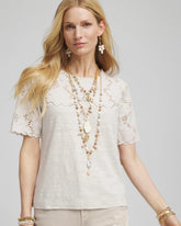 Embroidered Lace Linen Tee