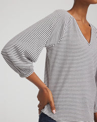 Striped Crinkled Raglan Top