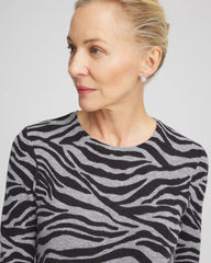 Cashmere Zebra Long-Sleeve Pullover Sweater