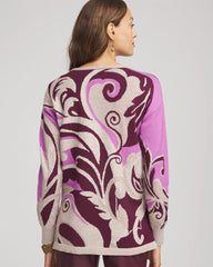 Intarsia Knit V-Neck Pullover Sweater