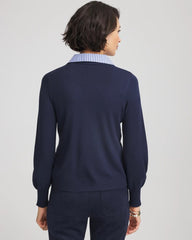 Striped Collared Cardigan Sweater