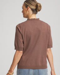 Embroidered Henley Pullover Sweater