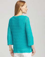 Pointelle Bateau-Neck Pullover Sweater