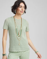 Pointelle Crewneck Sweater Tee