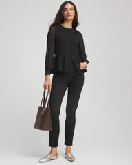Clip-Dot Peplum Top
