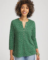 Geo Cotton Slub Henley Shirt