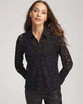 Classic-Fit Collared Lace Shirt