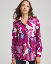 No Iron™ Floral-Paint-Print Shirt