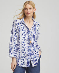 No Iron™ Star Print Linen Shirt