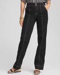 Pull-On Wide-Leg Jeans