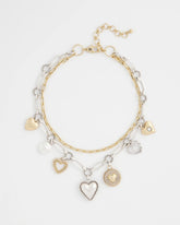 Mixed Metal Heart Charm Necklace