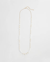 White Beaded Single Strand Necklace