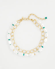 Pearlescent Goldtone Collar Necklace