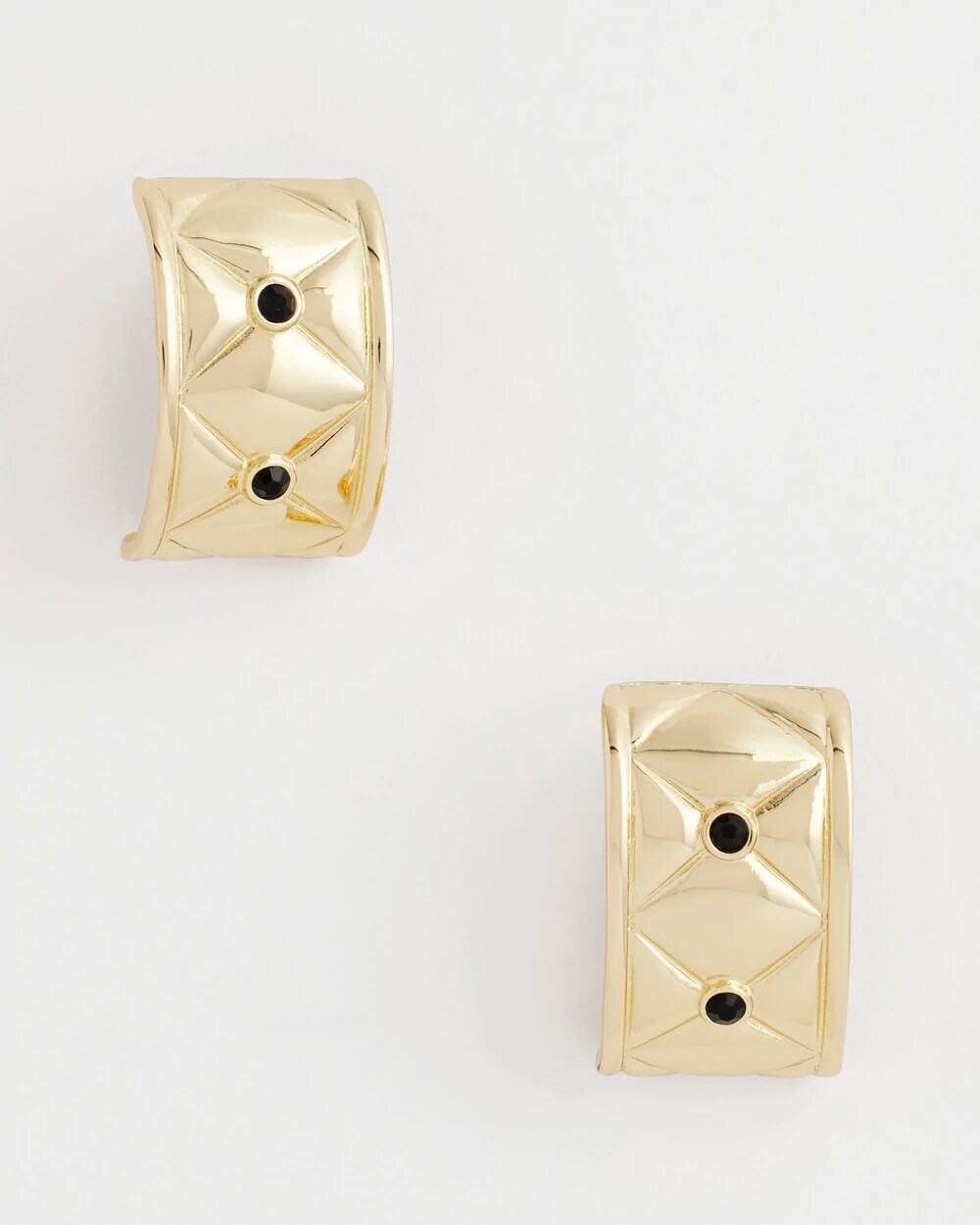 Black & Gold Quilted Clip on Earrings