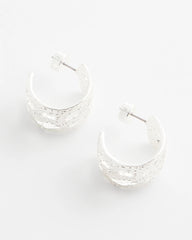 No Droop® Cutout Silvertone Hoop Earrings