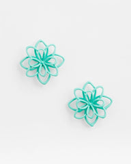 No Droop™ Teal Flower Stud Earrings