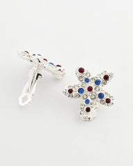Red White & Blue Starfish Clip-On Earrings