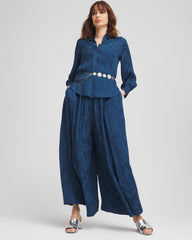 Petite Jacquard Culotte Wide-Leg Pants