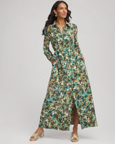 Petite Printed Long-Sleeved Shirtdress