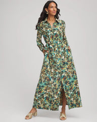 Petite Printed Long-Sleeved Shirtdress