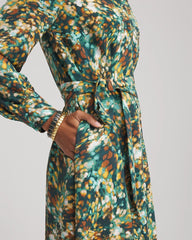 Petite Printed Long-Sleeved Shirtdress