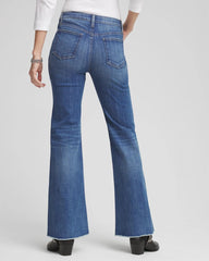Petite Girlfriend Frayed Flared Jeans
