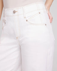 Petite No Stain Pull-On Wide Leg Cropped Jeans