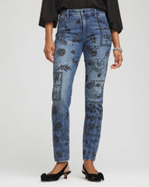 Petite Mixed-Media Girlfriend Slim Ankle Jeans