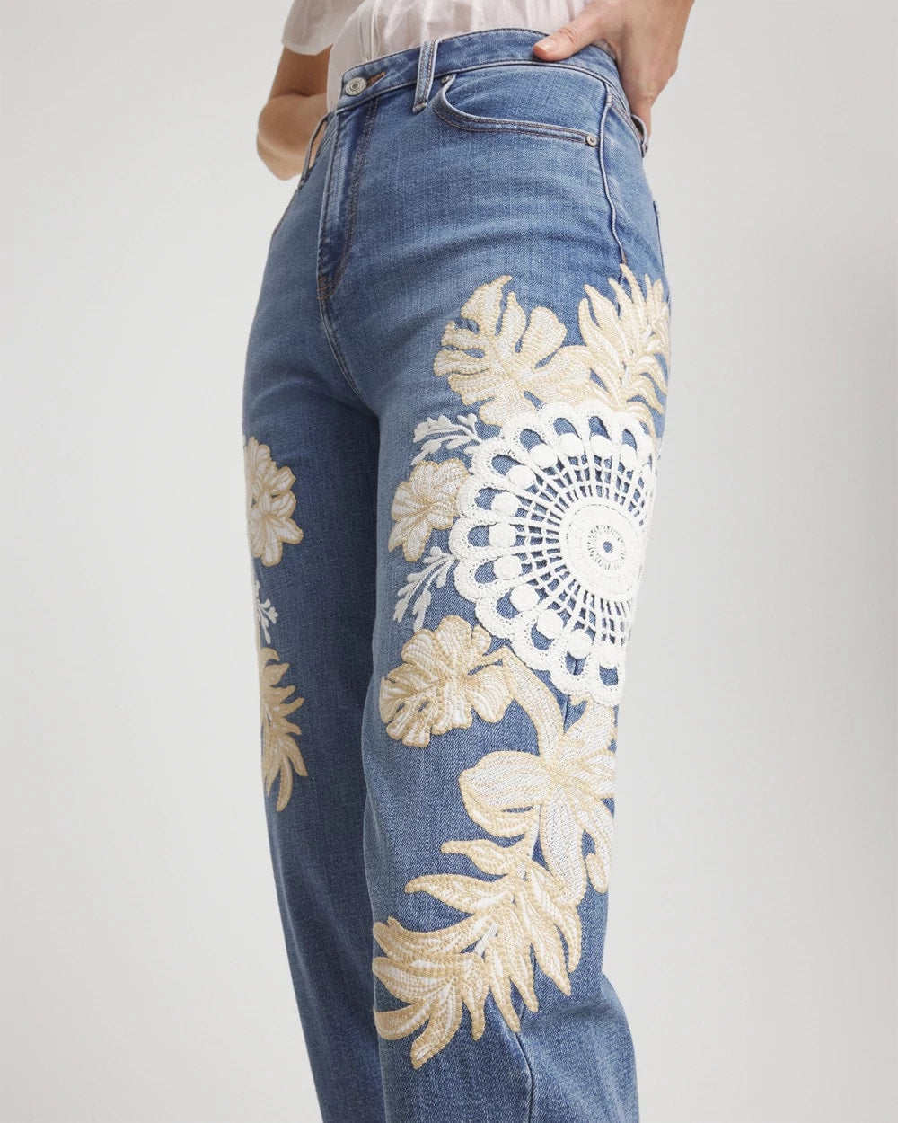 Embellished Tapered Cropped Jean