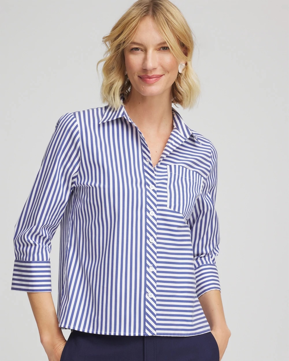 Stripe Mixing Poplin Shirt