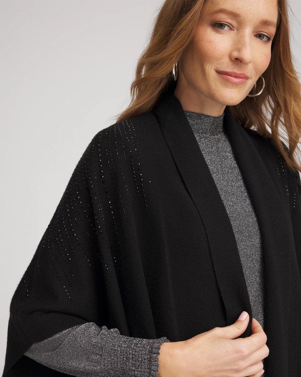 Embellished Shawl Collar Ruana