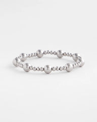 Silver-tone Medium Bead Stretch Bracelet