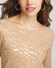 Ella Boatneck Foiled Pullover Sweater