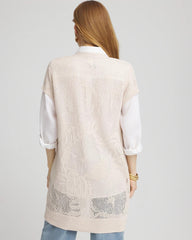 Pointelle Open-Front Cardigan