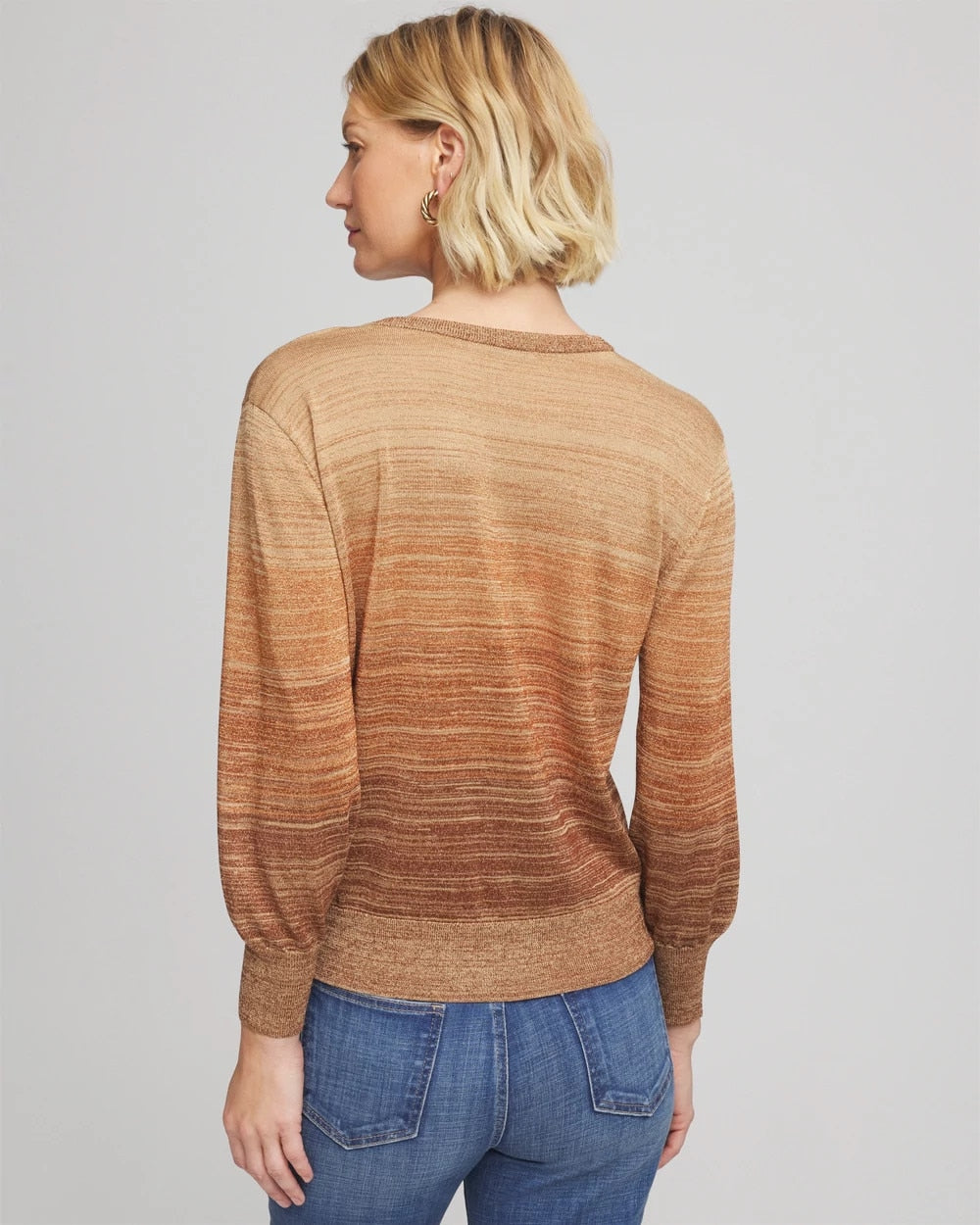 Ombre Metallic Pullover Sweater