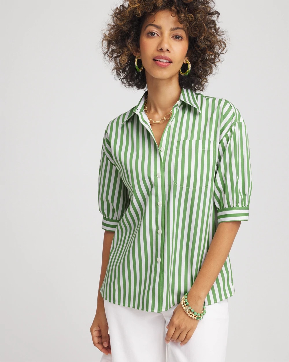 No Iron™ Short Striped Shirt