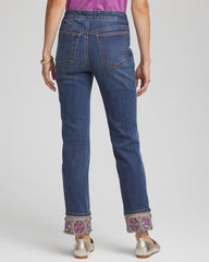 Embellished Pull-On Slim Ankle Jeggings