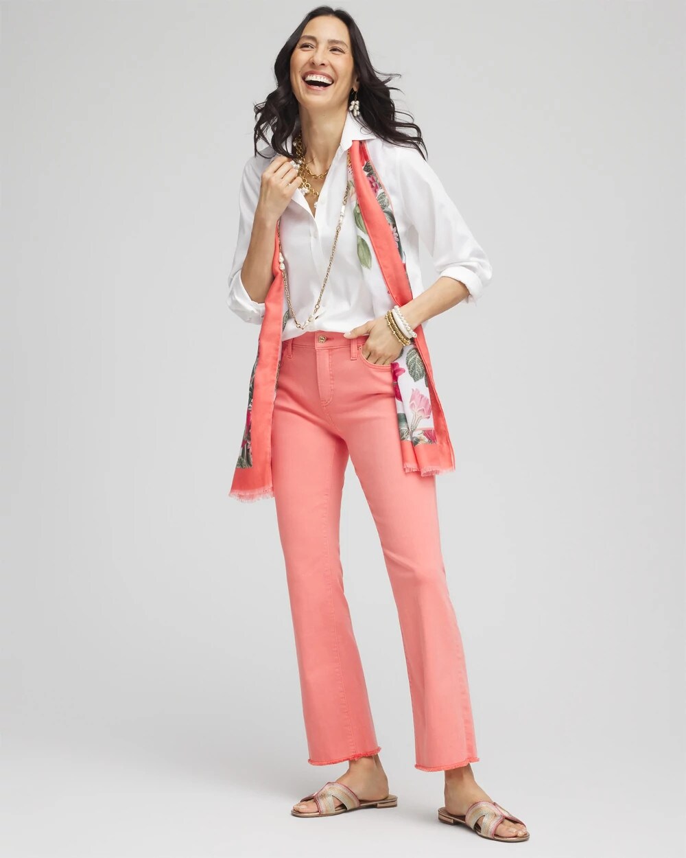 Girlfriend Fray Hem Kick Flare Jeans