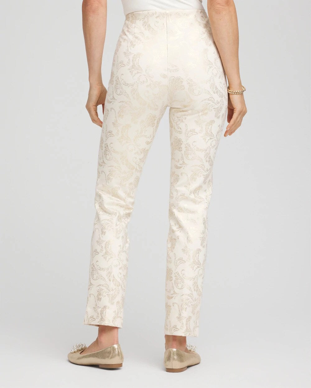 Juliet Golden Foiled Slim Ankle Pants