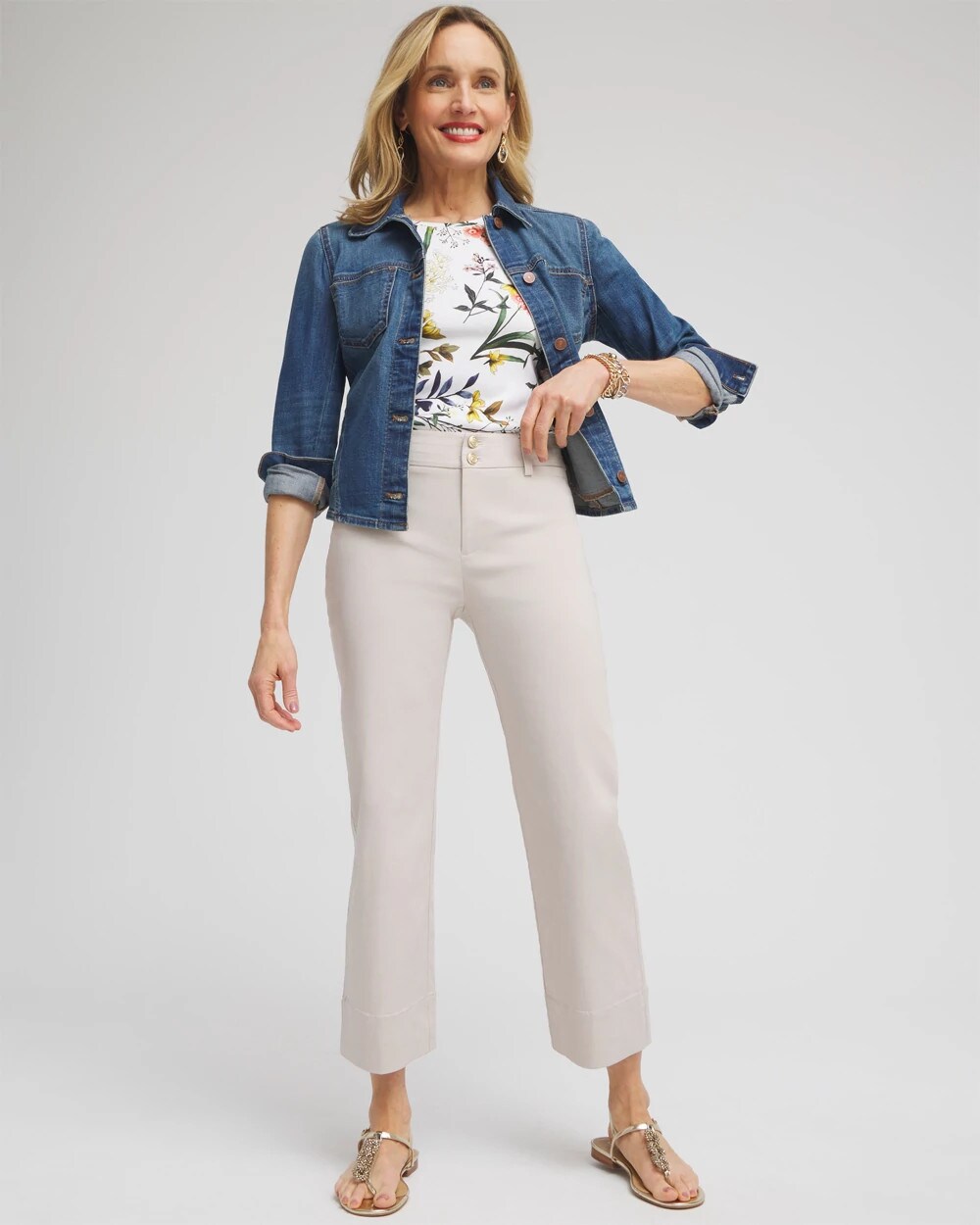 Trapunto Straight Leg Cropped Pants