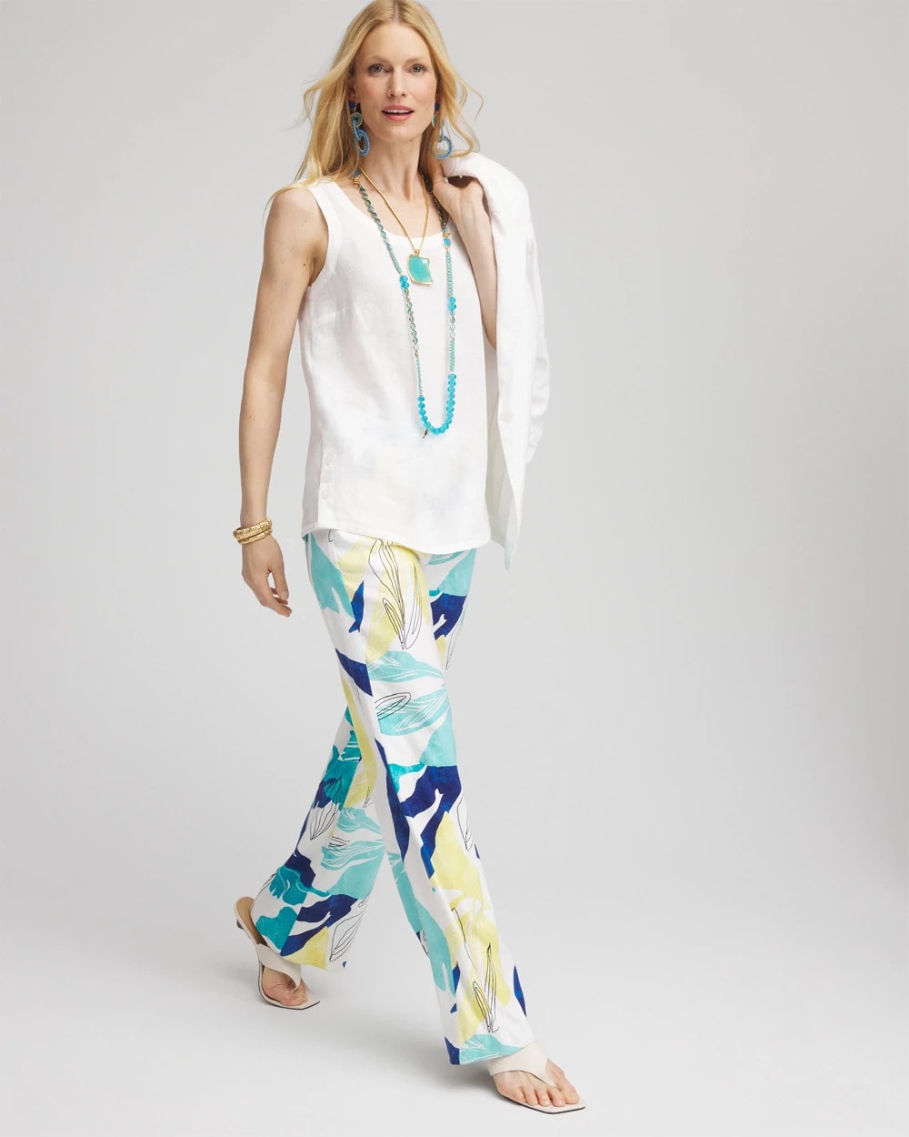 Tropical Linen Stretch Relaxed Pants