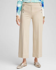 Button Knit Twill Cropped Pants