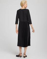 Satin-Knit Pleated Maxi Dress