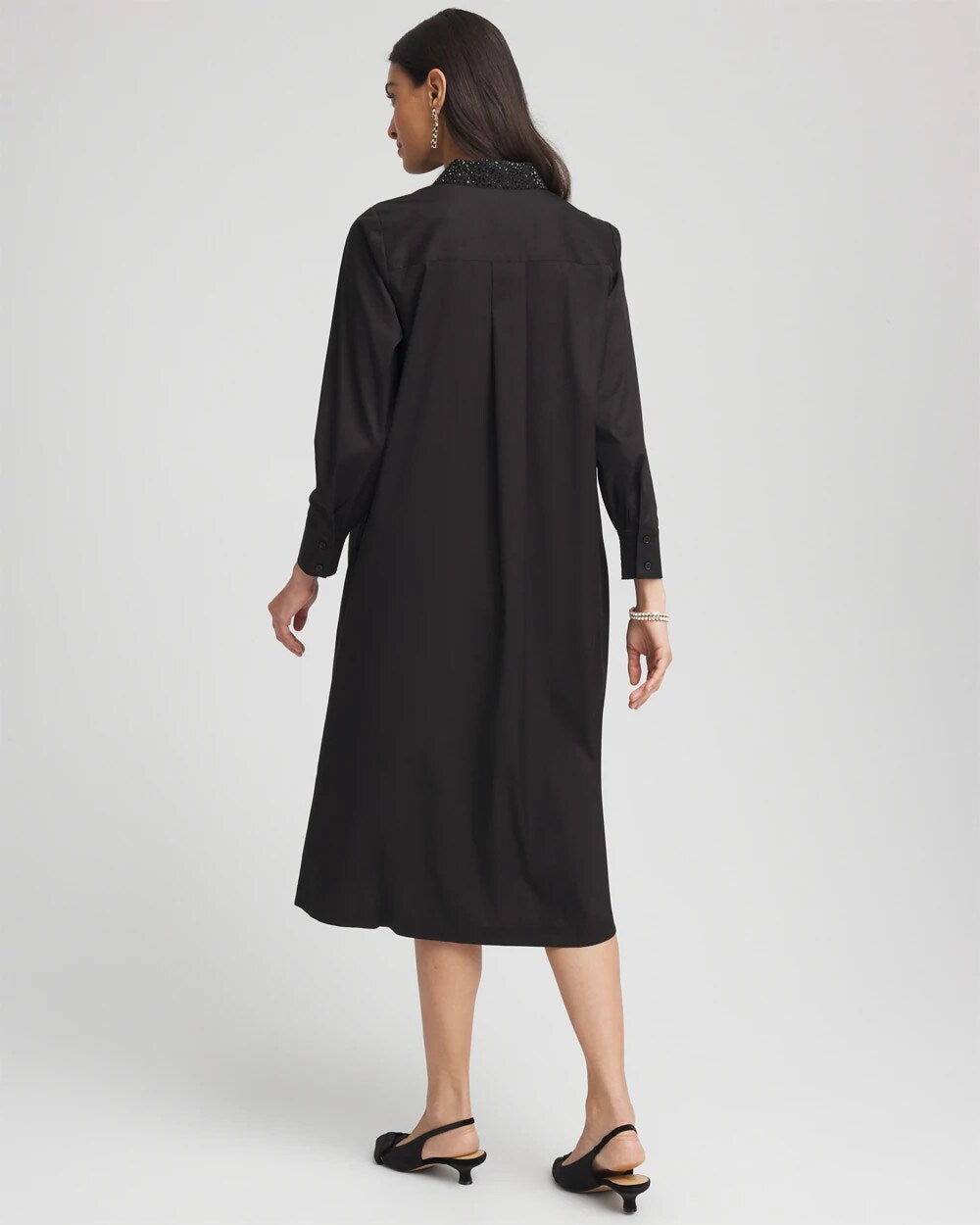 Sequin Collar Midi Shirtdress