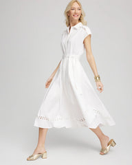Poplin Circle Trim Maxi Shirtdress