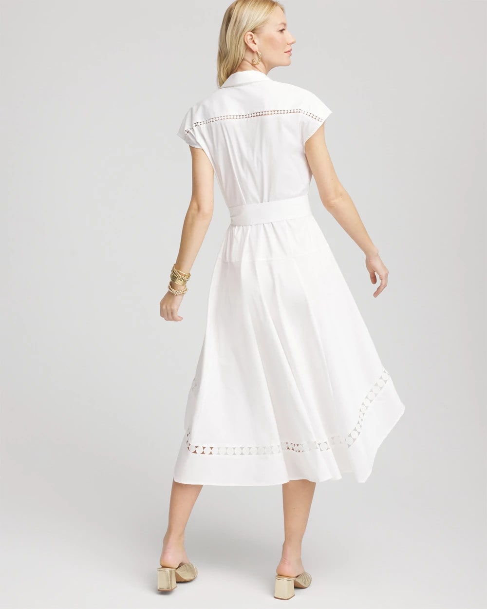 Poplin Circle Trim Maxi Shirtdress