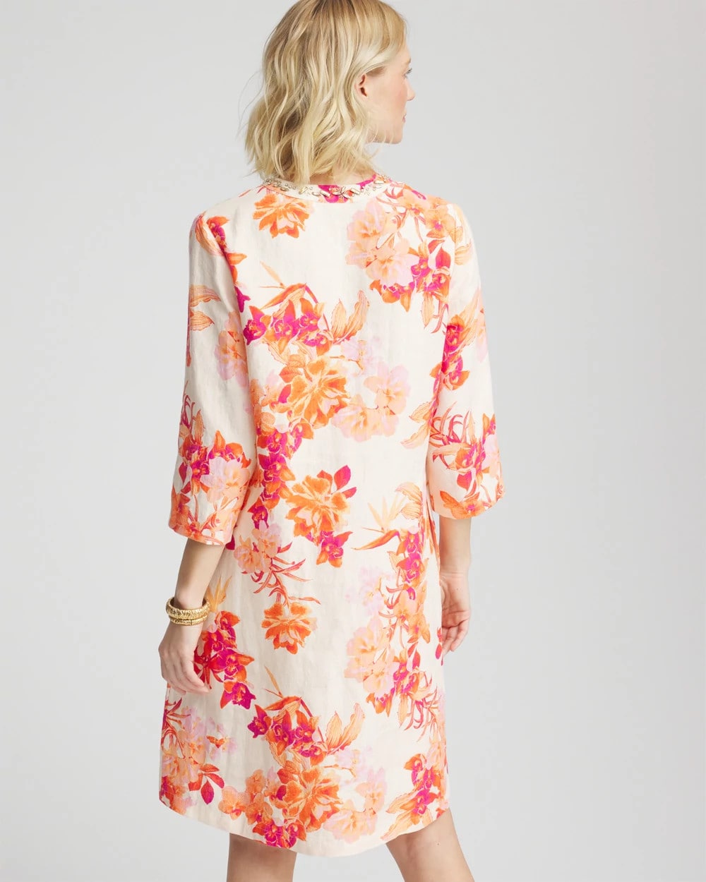Embellished Linen Kurta Dress