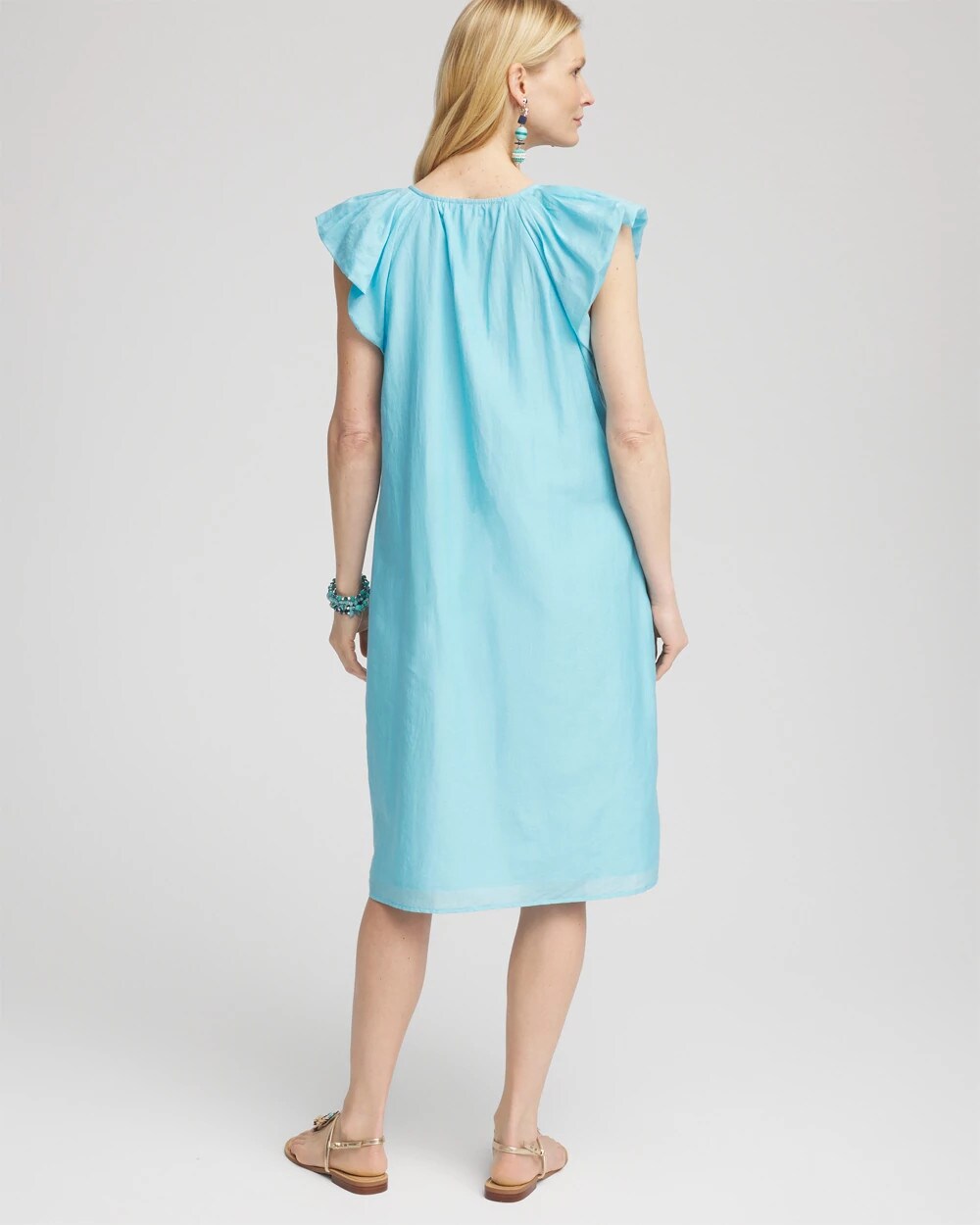 Cotton-Silk Voile Popover Dress